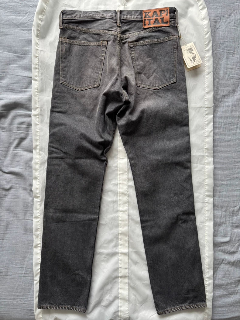 Kapital Black Denim Jeans with Bead Detail