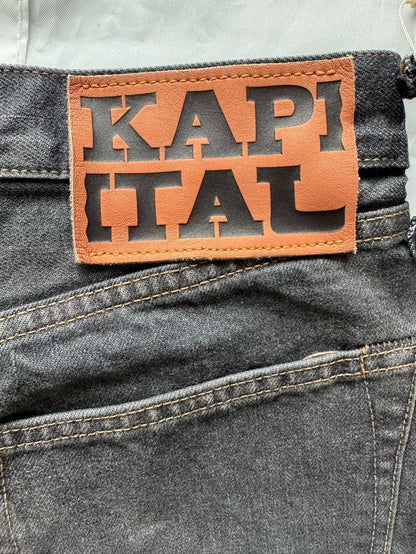 Kapital Black Denim Jeans with Bead Detail