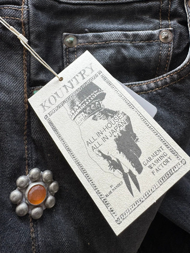 Kapital Black Denim Jeans with Bead Detail