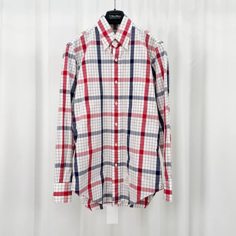 Thom Browne Red White Plaid Shirt-yf