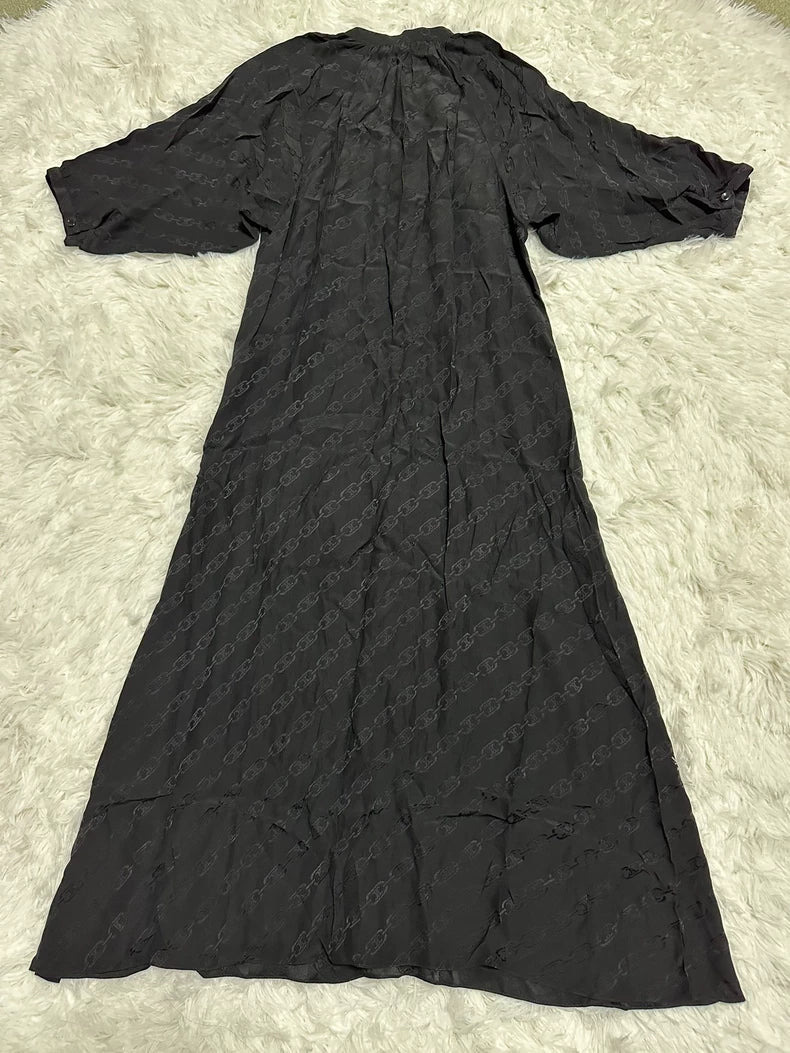Celine Black Silk Long Dress-yf