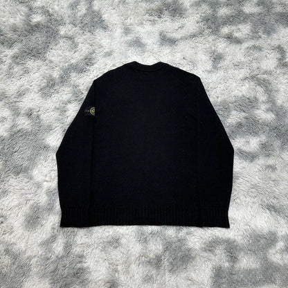 Stone Island Black Wool V-Neck Cardigan