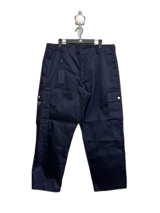 Navy Blue Prada Logo Nylon Trousers