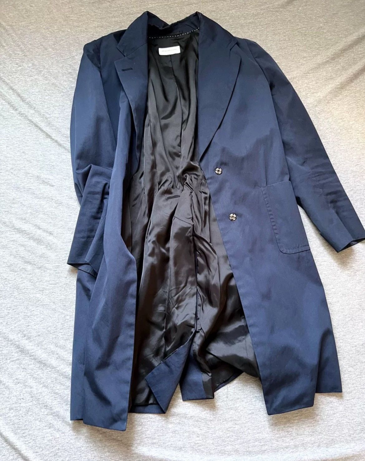 Dries van noten glossy dark blue trench coat - DMC