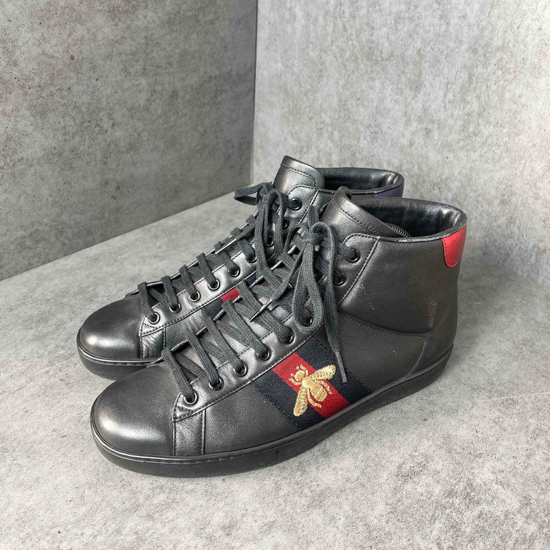 Gucci High-Top Leather Sneakers in Black 0079