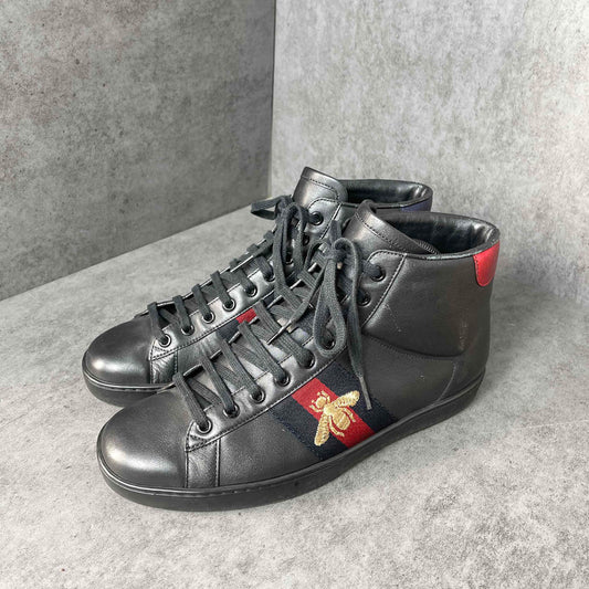 Gucci High-Top Leather Sneakers in Black 0079