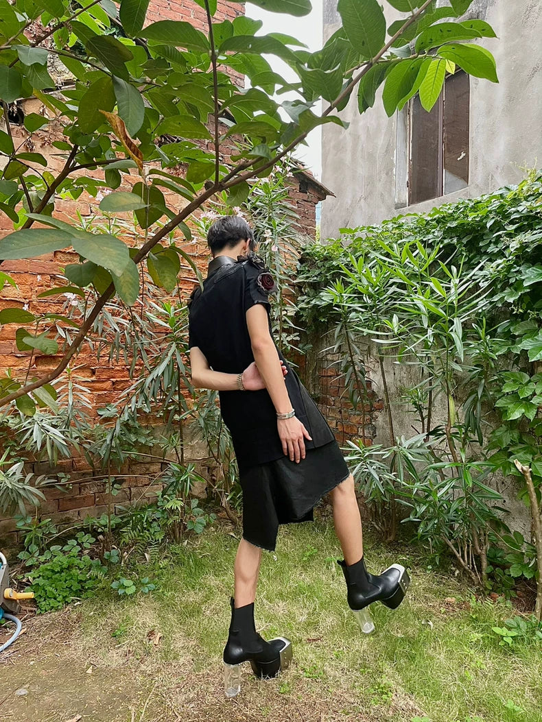 Rick Owens ss19 babel black waxed shorts