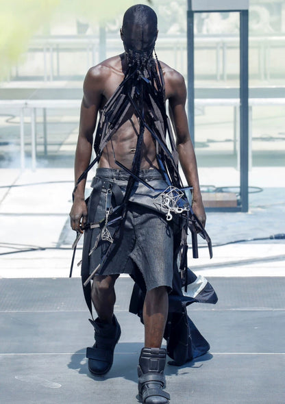 Rick Owens ss19 babel black waxed shorts