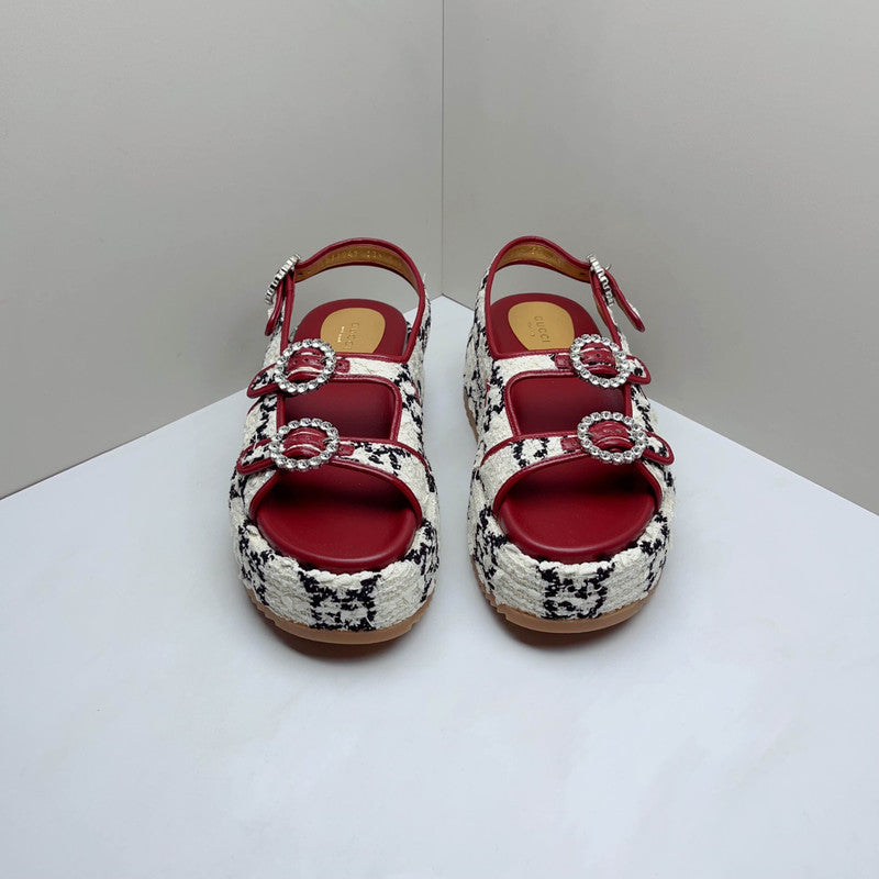 Gucci GG Tweed Waterproof Platform Sandals 0079