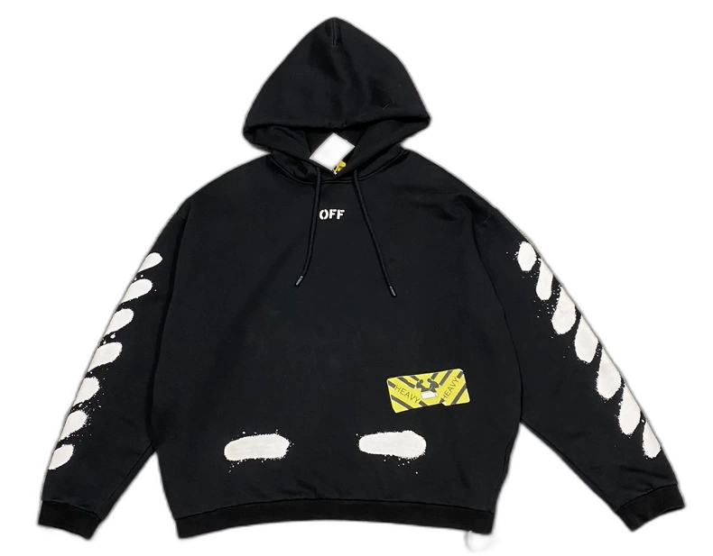 Off White Hooded Sweatshirt with Prints