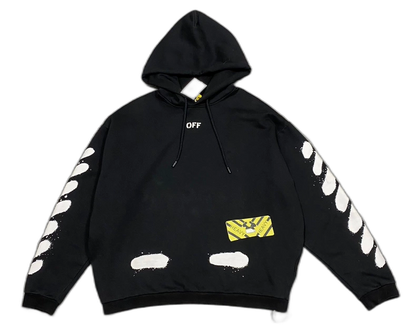 Off White Hooded Sweatshirt with Prints