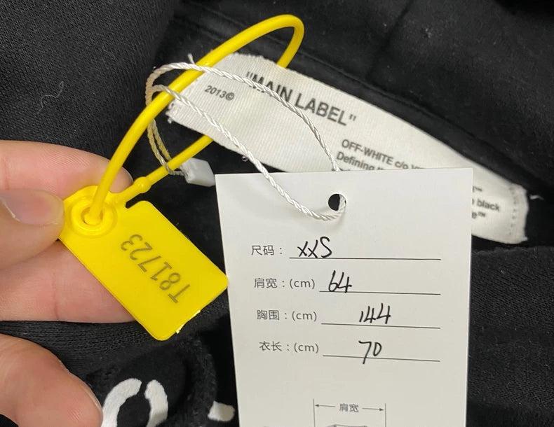 Off White Hooded Sweatshirt with Prints