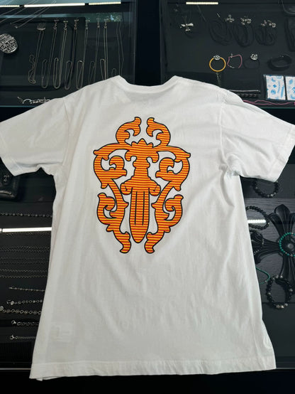 Chrome Hearts White Short Sleeve T-shirt with Yellow Sword-yf
