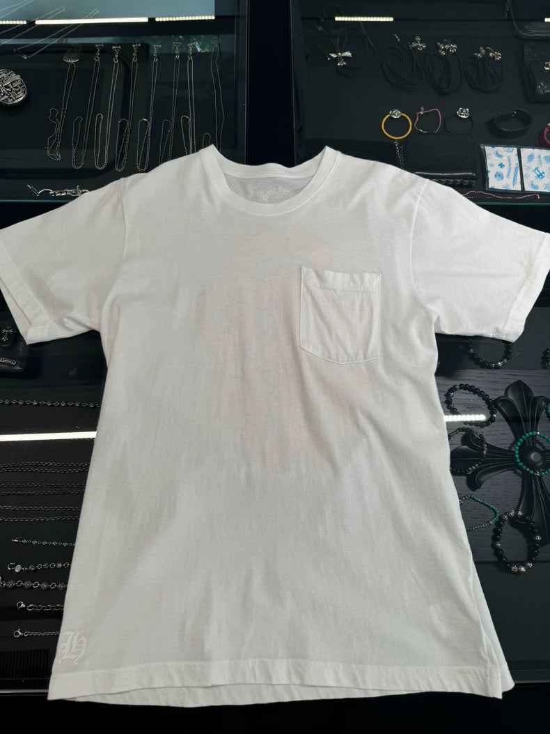 Chrome Hearts White Short Sleeve T-shirt with Yellow Sword-yf