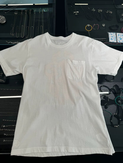 Chrome Hearts White Short Sleeve T-shirt with Yellow Sword-yf