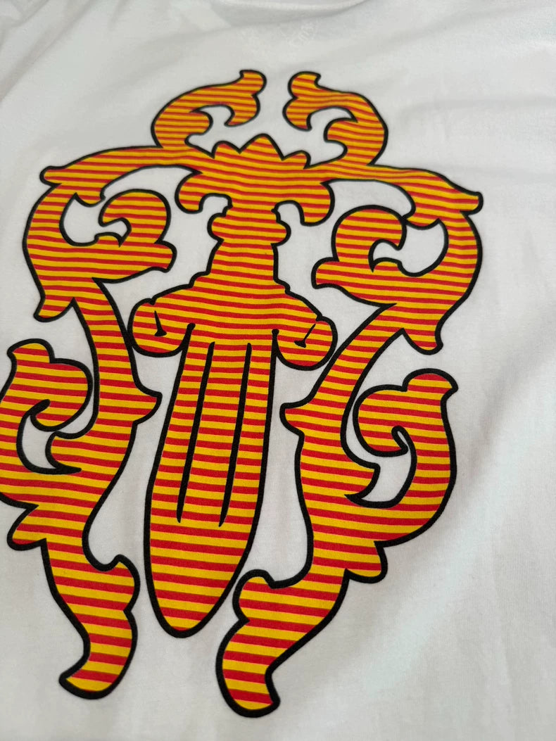 Chrome Hearts White Short Sleeve T-shirt with Yellow Sword-yf