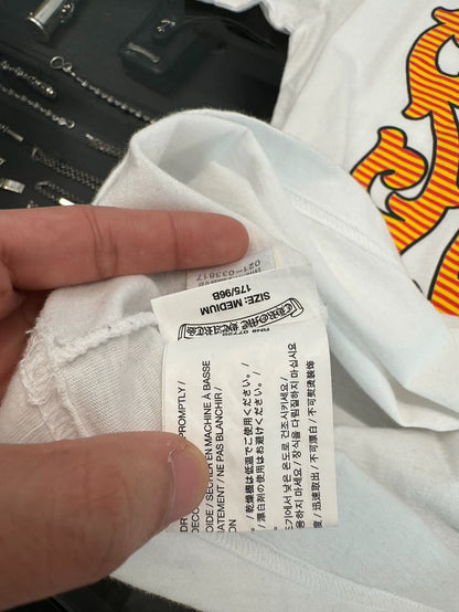 Chrome Hearts White Short Sleeve T-shirt with Yellow Sword-yf