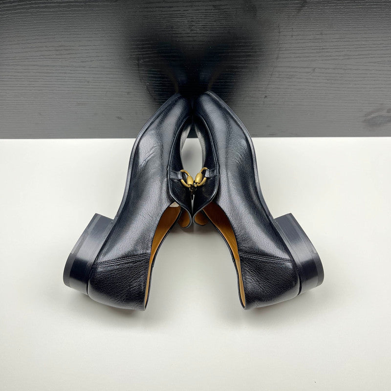 Gucci Jordaan Black Leather Slip-On Shoes 0079