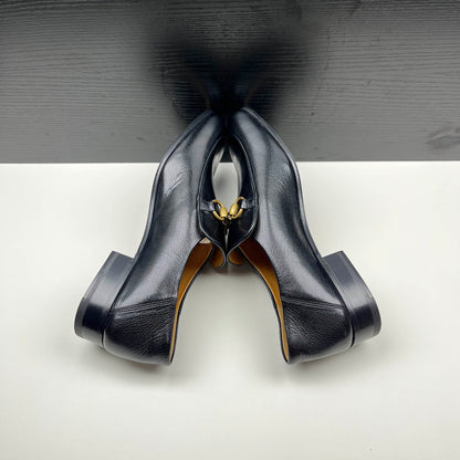 Gucci Jordaan Black Leather Slip-On Shoes 0079