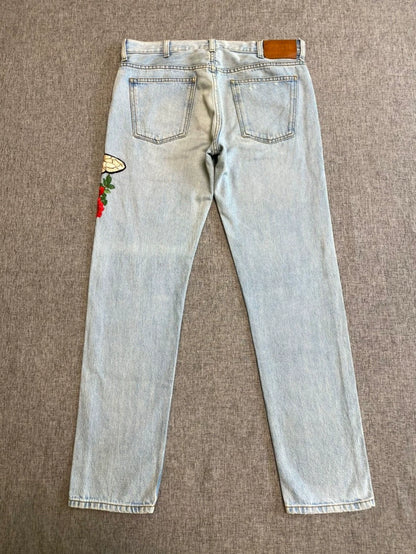 Gucci Bee Embroidered Denim Pants-zp