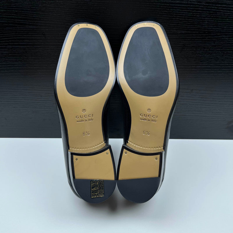 Gucci Jordaan Black Leather Slip-On Shoes 0079