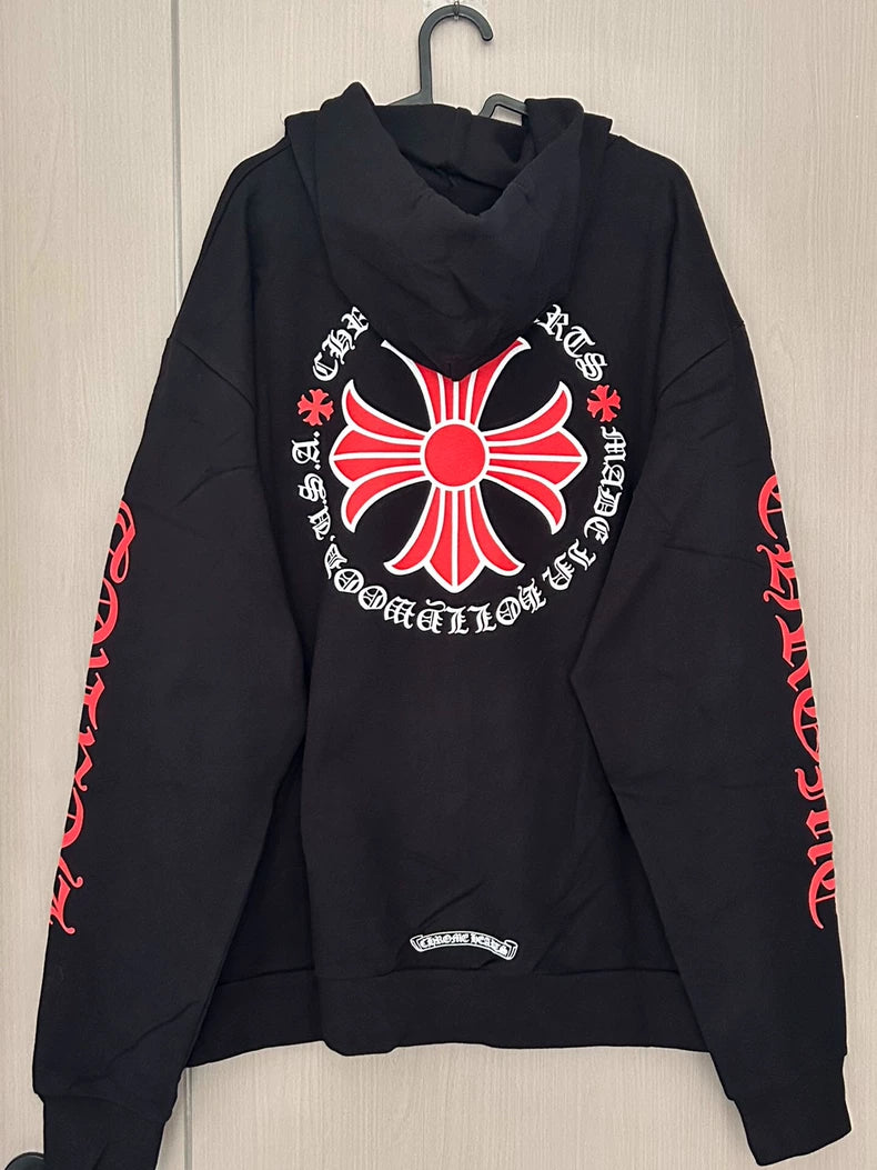 Chrome Hearts Red Cross Zip Hoodie