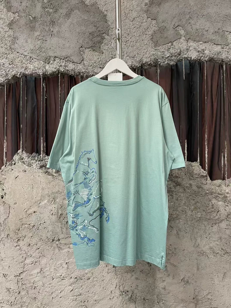 Hermes Short Sleeve Horse Print T-Shirt