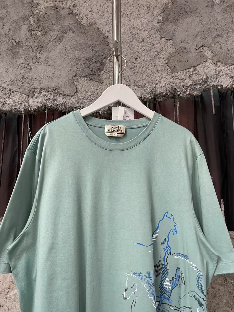 Hermes Short Sleeve Horse Print T-Shirt