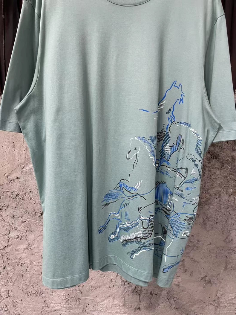 Hermes Short Sleeve Horse Print T-Shirt