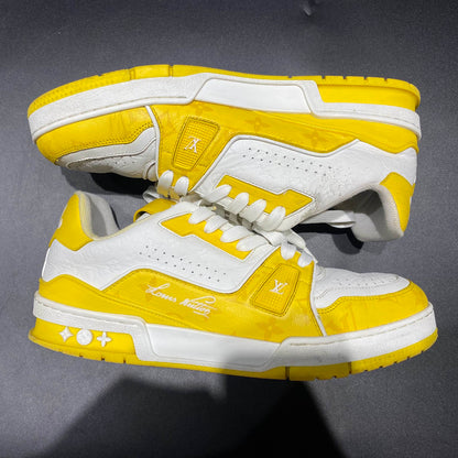 Louis Vuitton Trainer Low-Top Sneakers in White and Yellow 0079