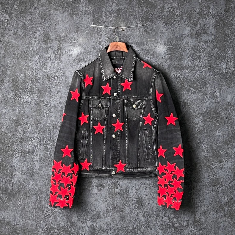 Red Star Appliqué Denim Jacket