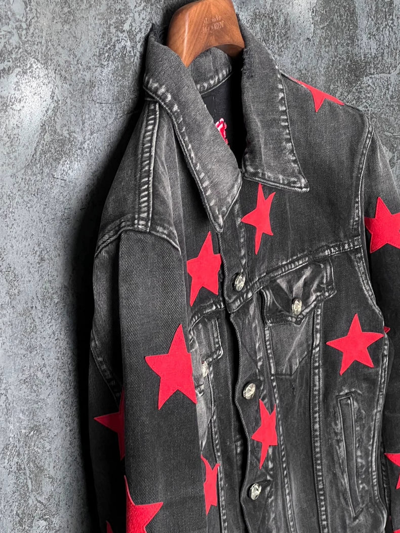 Red Star Appliqué Denim Jacket
