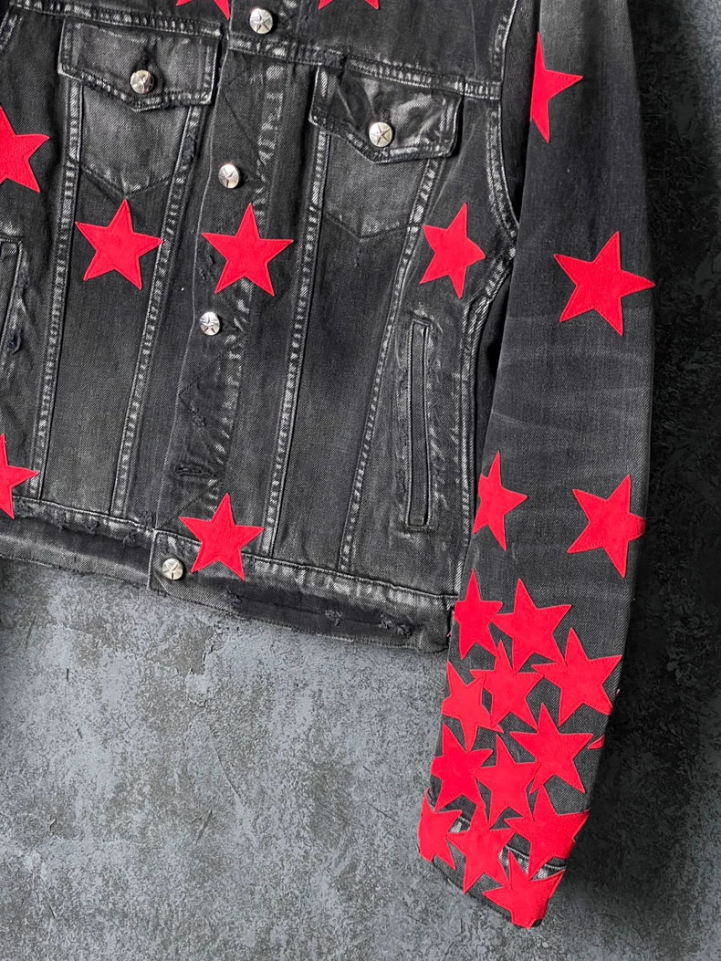 Red Star Appliqué Denim Jacket