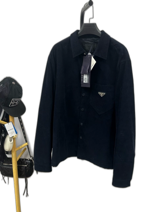 Prada Black Corduroy Jacket with Triangle Logo