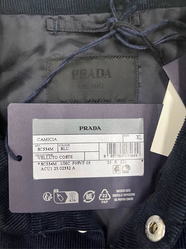 Prada Black Corduroy Jacket with Triangle Logo