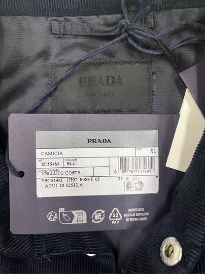 Prada Black Corduroy Jacket with Triangle Logo