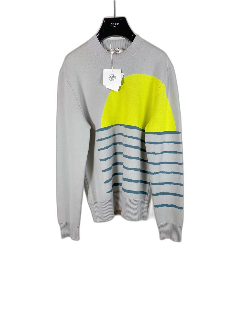 Hermes Knitted Pullover Sweater with Sun Design