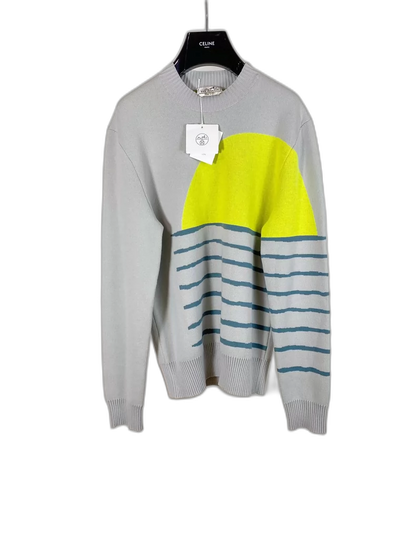 Hermes Knitted Pullover Sweater with Sun Design