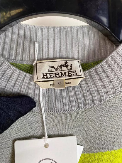 Hermes Knitted Pullover Sweater with Sun Design