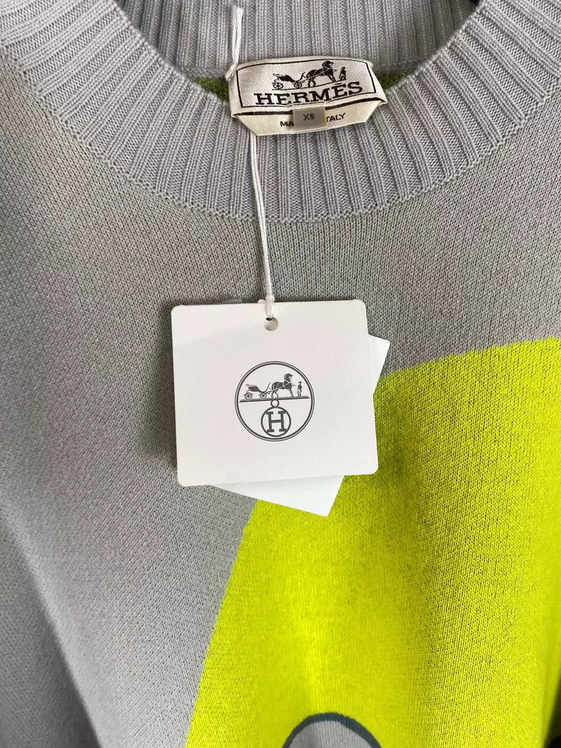 Hermes Knitted Pullover Sweater with Sun Design