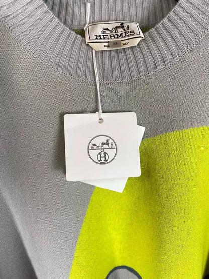 Hermes Knitted Pullover Sweater with Sun Design