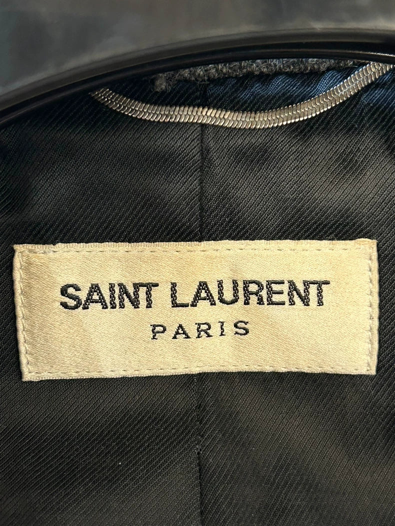 Saint Laurent Grey Zebra Pattern Baseball Jacket