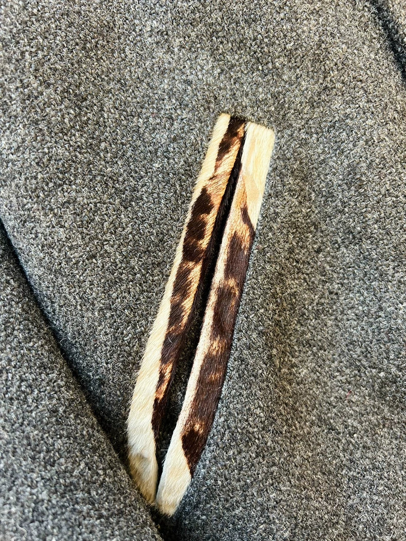 Saint Laurent Grey Zebra Pattern Baseball Jacket