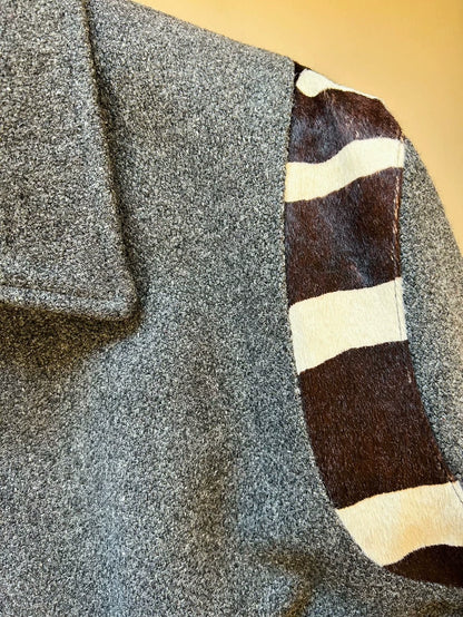 Saint Laurent Grey Zebra Pattern Baseball Jacket