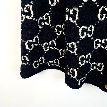 Gucci Black Logo Print Cotton Cape Jacket