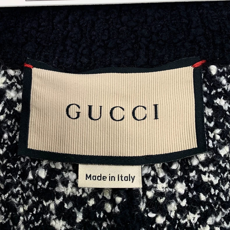 Gucci Black Logo Print Cotton Cape Jacket