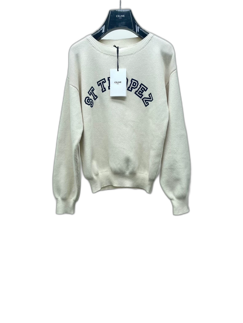 Celine Beige Letter Knit Sweater