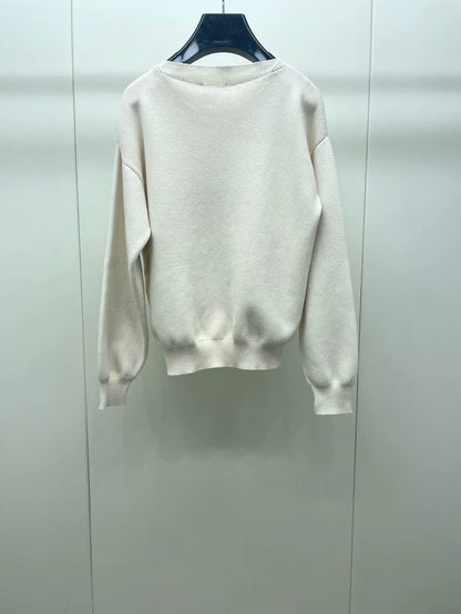 Celine Beige Letter Knit Sweater