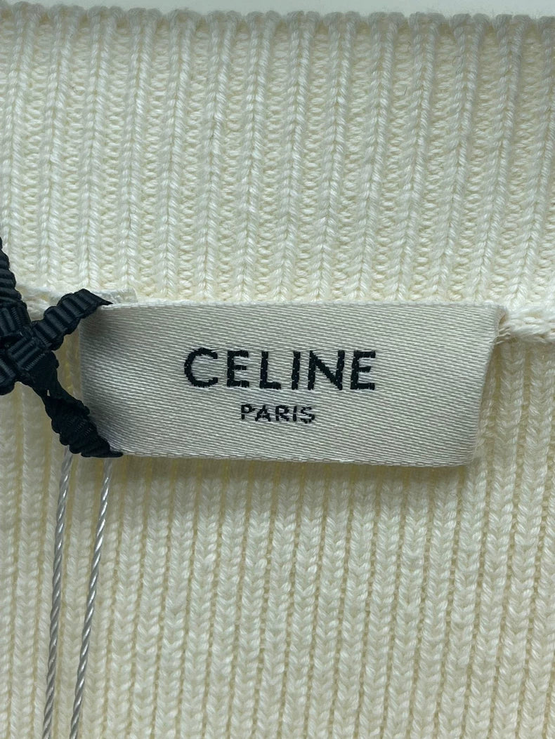 Celine Beige Letter Knit Sweater