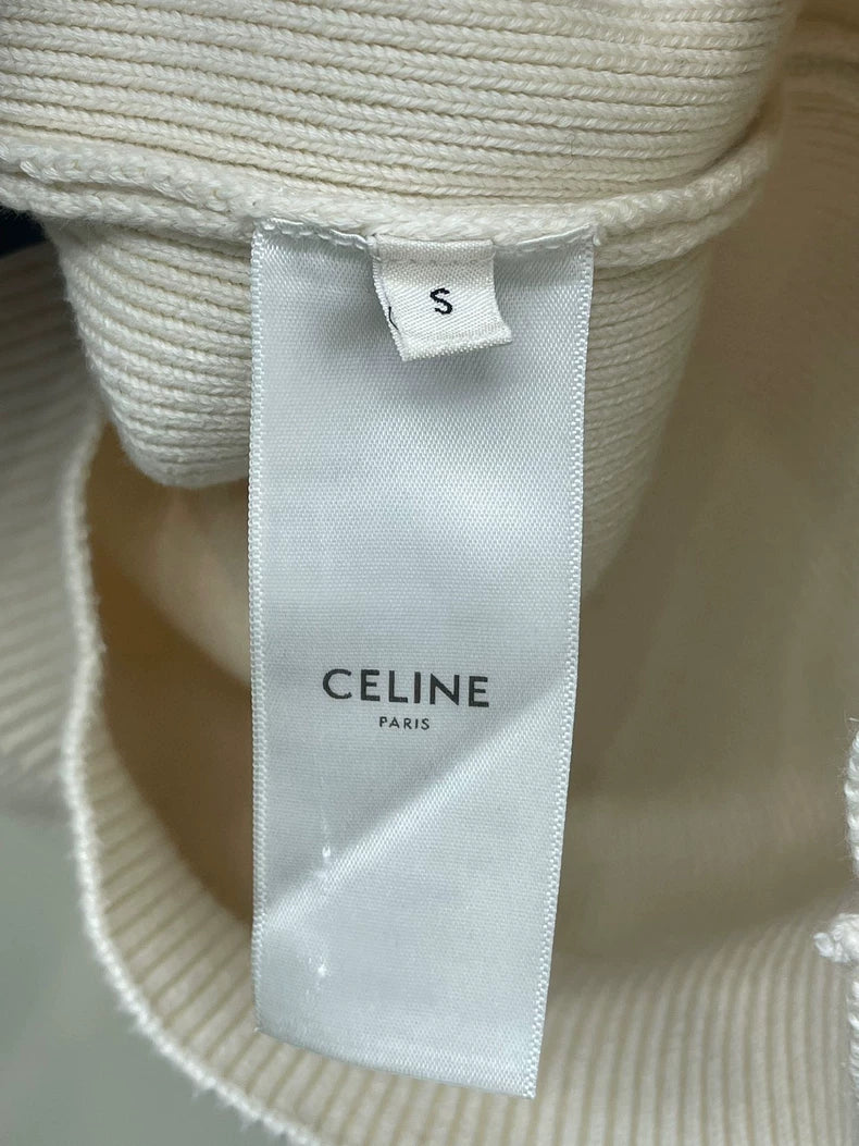 Celine Beige Letter Knit Sweater
